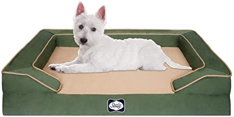 Sealy Dog Bed Lux Elite Pet Dog Bed, Quad Layer Technology with Memory Foam, Orthopedic, Cooling Energy Gel Machine Washable Cover, Medium