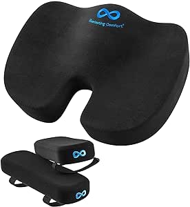 Everlasting Comfort Arm Rest & Seat Cushion - Elevate Your Comfort, Enhance Your Posture, Support, Provides All-Day Comfort - Computer, Laptop, Chair and Gaming Accessories (Black)