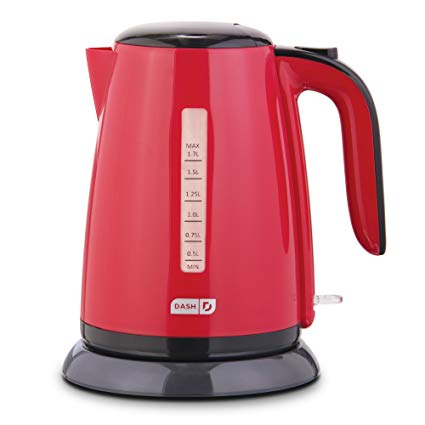 Dash DEZK003RD Easy Electric Kettle   Water Heater with Rapid Boil, Cool Touch Handle, Cordless Carafe   Auto Shut Off for Coffee, Tea, Espresso & More, 57 oz / 1.7 L, Red