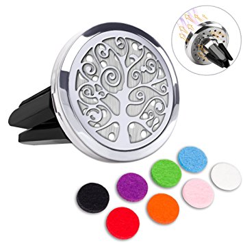 Romanda Car Vent Clip Air Freshener Diffuser- Easy and Efficient Way to Improve Air Quality Inside Your Car, Simply Add Some Essential Oils or Perfume to The Aromatherapy Diffuser, with 8 Pads.