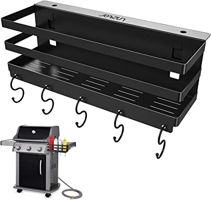 RUSFOL Upgraded Stainless Steel Griddle Caddy for Weber Spirit Series Griddles, with an Allen Key, Space Saving BBQ Accessories Storage Box, Free from Drill Hole&Easy to Install