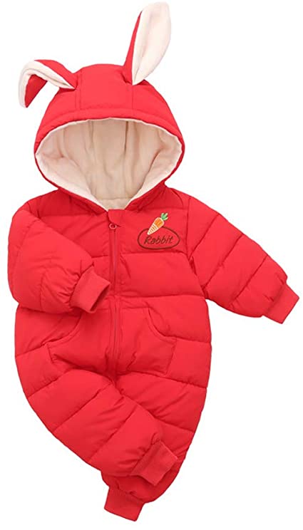 Carlstar Baby Down Coat Infant Baby Snowsuit Toddlers Hoodie Jumpsuit Zipper Bodysuit Winter Cute