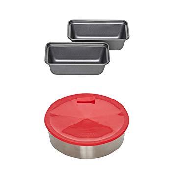 Instant Pot Nonstick Mini Loaf Pans (Set of 2) Bundle With Instant Pot Cook/Bake Pan With Lid and Divider (2 Items)