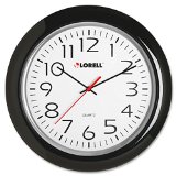 Lorell Wall Clock with Arabic Numerals 13-14-Inch Black Frame