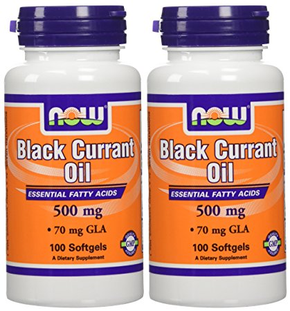 Now Foods Black Currant Oil 500mg (70mg GLA), 100 softgels (Pack of 2)