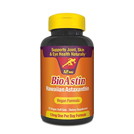 BioAstin Hawaiian Astaxanthin – VEGAN Formula - 75 ct – The Original High Potency 12mg One Per Day Formula - Supports Joint, Skin, & Eye Health Naturally – A Super-Antioxidant Grown in Hawaii