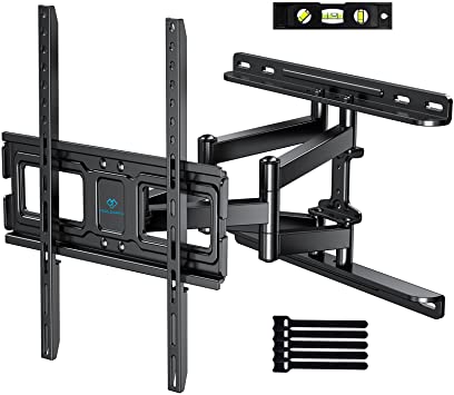 PERLESMITH TV Wall Mount Full Motion for 32-55 Inch Flat Curved Screen TVs, TV Mount with Swivels Tilts Extension Dual Articulating Bracket Arms Supports TV up to 99 lbs Max VESA 400x400,PSMFK9