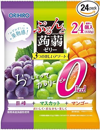 ORIHIRO Konjac Jelly 0 Calories 24pcs (Kyoho Grape, Muscat & Mango)
