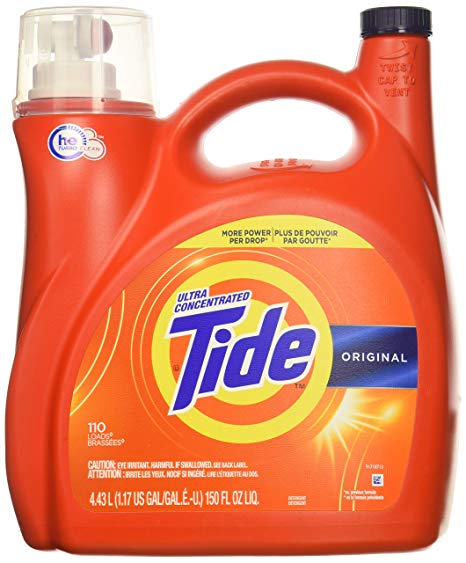 Tide Original 037000777335 High Efficiency Laundry Detergent 150 Oz / 4.43L Mega Value Size -110 Loads (2x Ultra Concentrated) More Power Per Drop