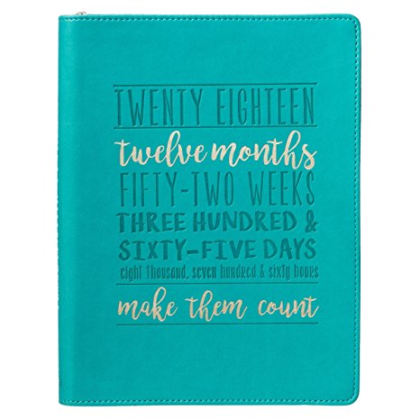 2018 Daily Planner With Zipper, Make Them Count, Blue