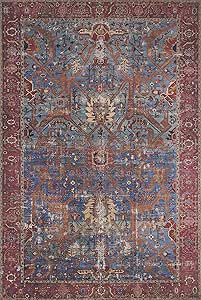 Loloi II Loren Blue/Red 3'-6" x 5'-6" Accent Rug