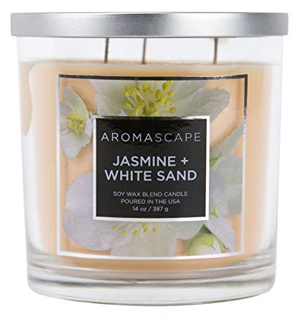 Aromascape 3-Wick Scented Jar Candle, Jasmine & White Sand