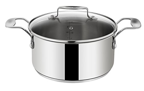 Tefal E79160 Jamie Oliver Induction cooking pot with glass lid, diameter 20 cm, 4.4 L, suitable for induction, stainless steel