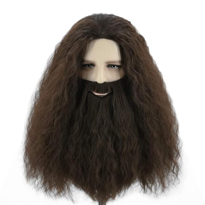 Topcosplay Men's Wigs with Beard Dark Brown Halloween Costume Cosplay Wigs