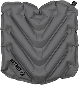 Klymit V Seat, Lightweight Inflatable Travel Cushion, Best for Camping, Bleachers, or Glassing Pad, Gray