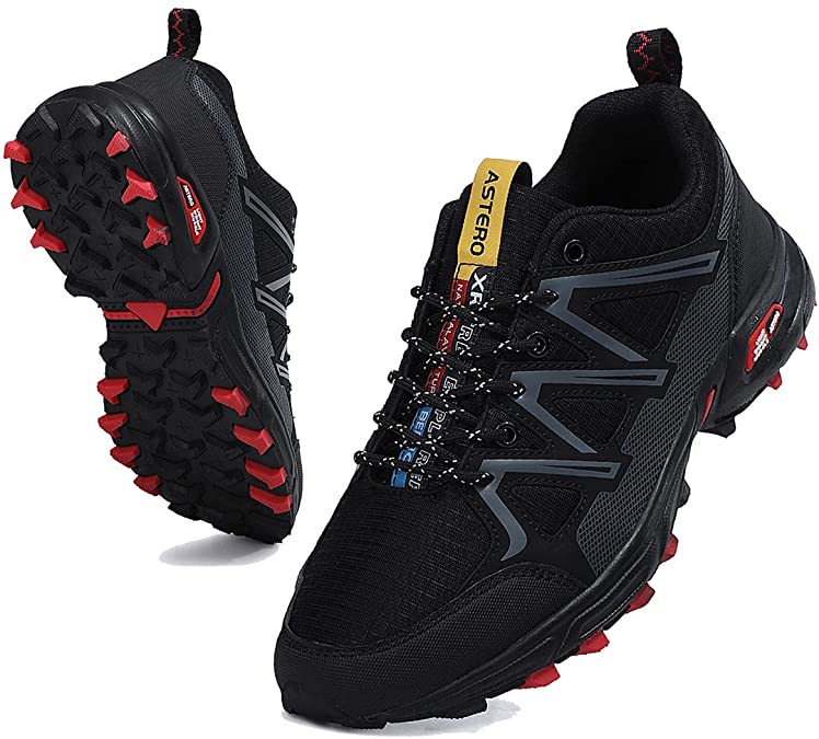 AX BOXING Men's Trail Running Shoes Anti-Skid Walking Shoes Athletic Road Running Footwear, Aa Black, 9
