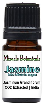 Miracle Botanicals CO2 Extracted Jasmine Essential Oil - 10% Pure Jasminum Grandiflorum Preblended in Golden Argan Oil - 5ml, 10ml, or 30ml Sizes - Therapeutic Grade - 5ml