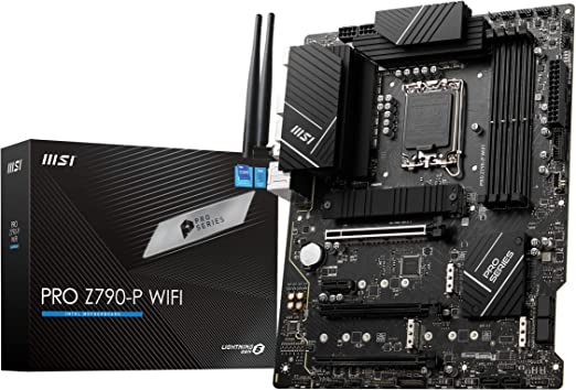 MSI PRO Z790-P WIFI Motherboard ATX - Supports Intel Core 12/13th Gen Processors, LGA 1700, DDR5 Boost (7000 MHz/OC), 1 x PCIe 5.0 x16, 1 x PCIe 4.0 x16, 4 x M.2 Gen4, 2.5Gbps LAN, Wi-Fi 6E