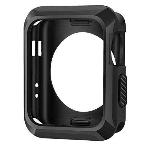iiteeology Compatible Apple Watch Case, 38mm Universal Slim Rugged Protective TPU iWatch Case for Apple Watch Series 3 Series 2 Series 1 (Matte Black)