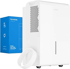 hOmeLabs 4500 Sq. Ft. Energy Star WiFi-Enabled Dehumidifier with Pump - Superior Moisture Removal & Humidity Control for Large Rooms, Offices and Basements - 50 Pint (Previously 70 Pint)