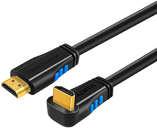 HDMI 2.0 Cable, CableCreation 4K (60Hz) 15 Feet Down Angle 90 Degree Down HDMI Cable with Gold Plated Connector, Support Ultra HD, 3D Video, Ethernet, Audio Return Channel, Black