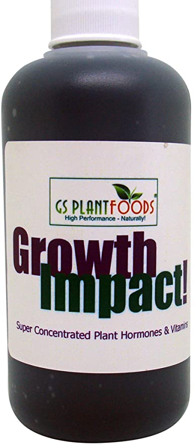 Growth Impact Super Plant Vitamins and Hormones, Jumbo Growth Booster, Plant Healer, for Any Type of Plant, Tree or Turf, Super Concentrated Formula. 8 Ounce Bottle