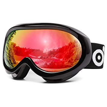 Odoland Ski Goggles for Youth, UV400 Protection and Anti-Fog Len for Children and Kid, Double Grey Spherical Lens Snowboard Goggles Perfect for Skating Skiing Snowmobiles