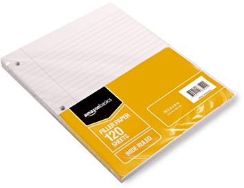 AmazonBasics Wide Ruled Loose Leaf Filler Paper, 120 Sheet, 10.5 x 8 Inch, 6-Pack