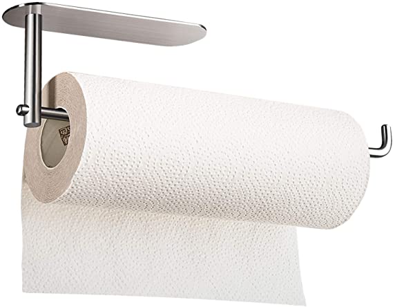 Taozun Under Cabinet Paper Towel Holder - Self Adhesive Paper Towel Rack for Kitchen, SUS304 Stainless Steel