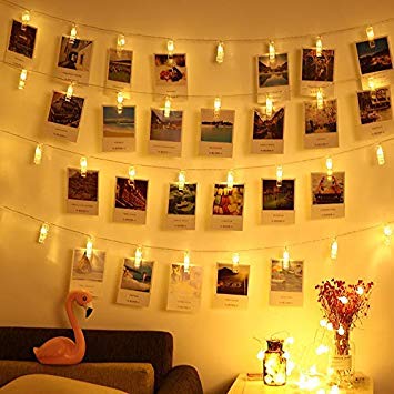 Polaristar 20 Photo Clips String Lights,Battery Operated Indoor Fairy Decorative Photos Lights for Hanging Pictures and Cards,В Ideal Wedding Party Christmas Home Wall Decoration,Warm White