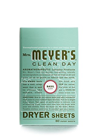 Mrs. Meyer's Clean Day Dryer Sheets, Basil, 80 Count