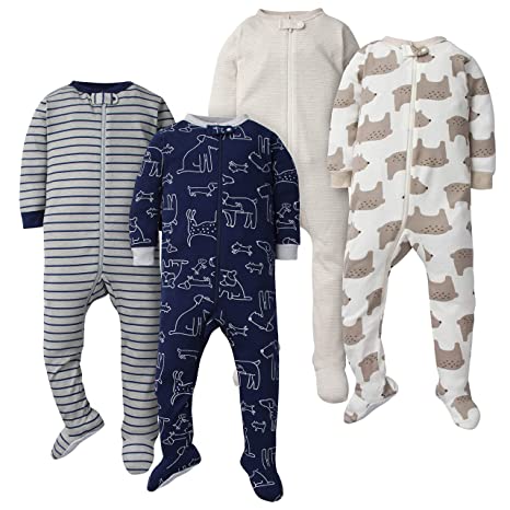 GERBER Baby Boys 4-Pack Footed Unionsuit