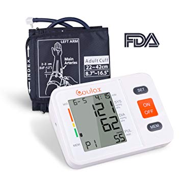 COULAX Upper Arm Digital Blood Pressure Monitor with WHO Indicator and Large LCD Screen for 2 Users,FDA Certified Automatic Electronic Blood Pressure Monitor (Adjustable Bracelet 22cm-42cm)