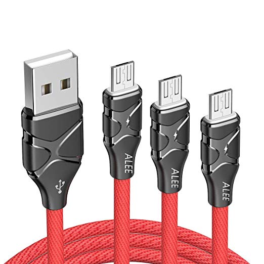 Micro USB Cable- Aimus 3 Pack Fast Charging Cable Braided for Android Phone,Samsung Galaxy S7 S6 Edge S5 Tab 2 3, Moto G5 Plus, Kindle Fire 10, Nexus, LG-0.4 4 6 ft, Red