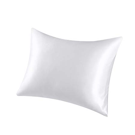 Elliz Satin Pillowcase with Zipper, Standard Size, White