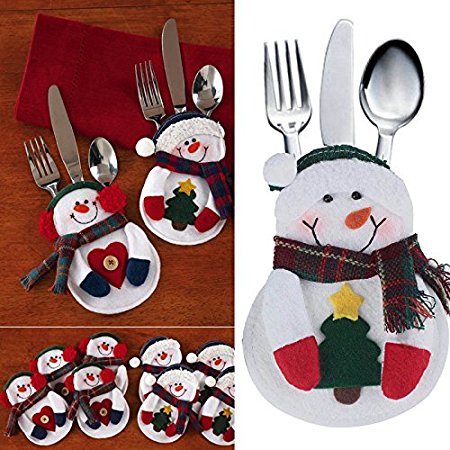 Vktech Xmas Decor Snowman Kitchen Tableware Holder, Set of 8