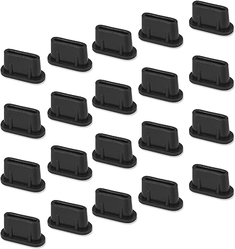 20x USB C Anti Dust Plugs for Samsung Galaxy S23, S22, S21, S20,A53, Note 20, Pixel, MacBook, Laptop, Cell Phone Dust Cover for Any USB Type C Charging Port- Black