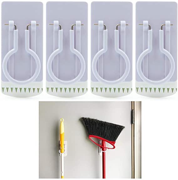 Reusable Self-Adhesive Broom and Tool Hook - Set of 4