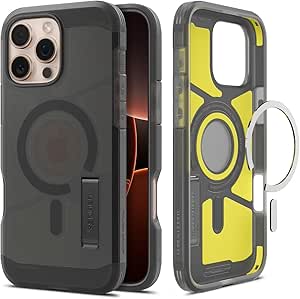 Spigen Tough Armor (Ai) MagFit Designed for iPhone 16 Pro Max Case [Kickstand] [Military-Grade Protection] Compatible with MagSafe - Frost Black