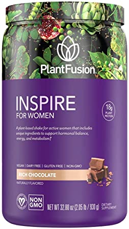 PlantFusion Inspire Women Protein Powder | Plant Based Vegan Protein Supplement | Balances Stress & Female Hormones | Supports Metabolism, Strong Hair & Nails | No Bloat |Rich Chocolate 2 Pounds