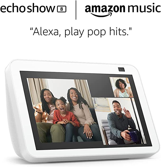 Echo Show 8 (2nd Gen, 2021 release) - Glacier White and 4 months of Amazon Music Unlimited FREE w/ auto-renewal