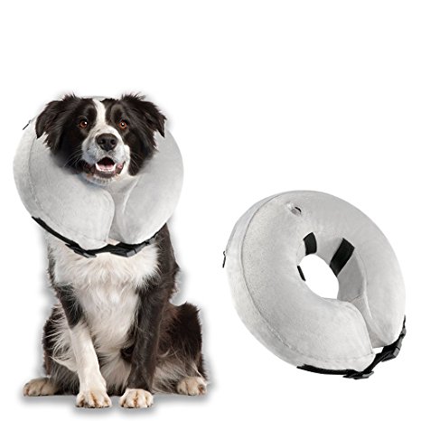 Airsspu Protective Inflatable Dog Collar - Soft Pet Recovery E-Collar Cone for Small Medium Large Dogs, Designed to Prevent Pets From Touching Stitches