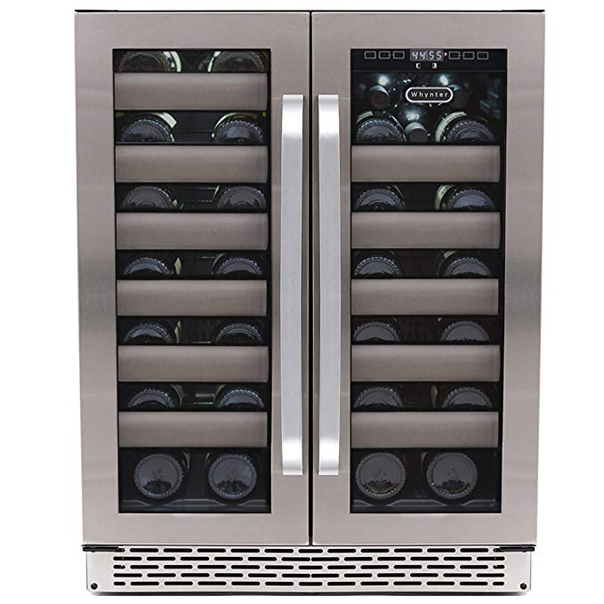 Whynter BWR-401DS 40 Bottle Stainless Steel Dual Zone Built Wine Refrigerators-Elite Series with Seamless Doors