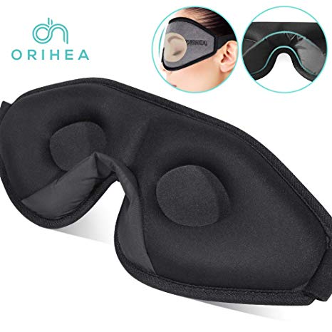 OriHea Sleep Mask for Women & Men, 3D Comfort Ultra Soft Premuim Eye Mask for Sleeping, Block Out Light 100% Eye Shade Cover, Adjustable Silk Foam Blindfild, Travel/Naps/Yoga/Plane/Night.