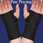 Pair of Thermoskin Wrist Brace, Hand Brace, Carpal Tunnel Brace with Dorsal Stay, Black, Right and Left, Medium