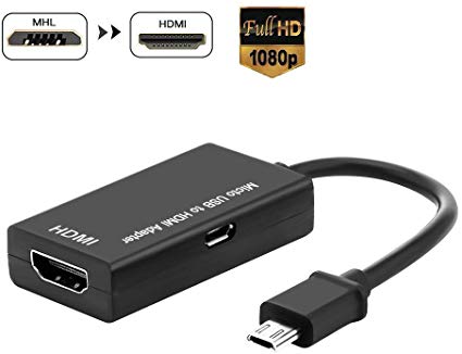 MHL Micro USB to HDMI Cable Adapter, Micro USB to HDMI 1080P Video Graphic Converter for Samsung Galaxy S5, S4, S3 etc Phones with MHL Function (Black)