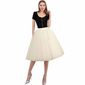 FXTXCO Women's A-Line Short 5 Layers Tulle Bridal Skirt Layered Tutu