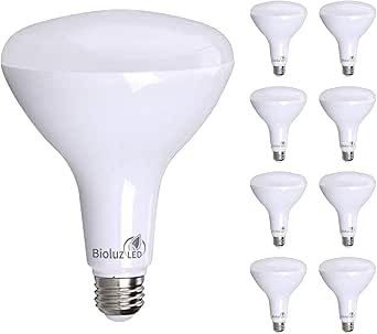 Bioluz 8 Pack Brightest BR40 LED Light Bulb - 90 CRI Instant ON 4000K Cool White Light Bulbs 16W 1400 Lumen Led Bulbs Indoor & Outdoor Lighting Smooth Dimmable Lightbulb UL Listed Title 20 Compliant