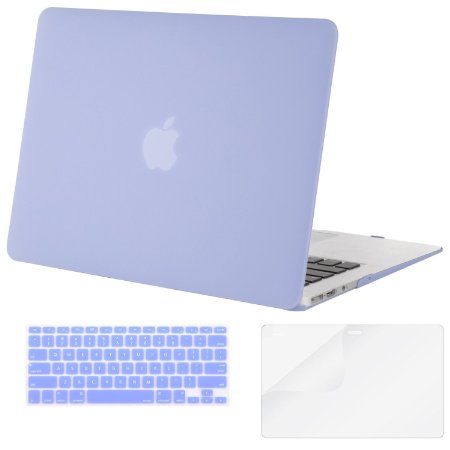 Mosiso - 3 in 1 Macbook Air 13 Inch Soft-Skin Plastic Hard Case Cover & Keyboard Cover & Screen Protector for Macbook Air 13.3" (Models: A1369 and A1466), Serenity Blue