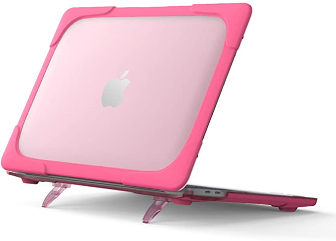 MacBook Air 13 Inch Case 2020 2019 2018 Release A2179 A1932 A2337 M1 with Touch ID | Blosomeet MacBook Air 13.3 inch Case Heavy Duty Shockproof Cover & Stable Stand for MacBook Air 13 Inch,Rosered